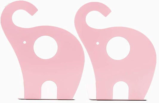 Leoyoubei Steel Book Racks Cute Elephant Art bookends Desk Accessories & Workspace Organizers, Kids Bedroom Or playroom, Office or Gift -Small Books,Book Organizer Non-Slip 1 Pairs Pink