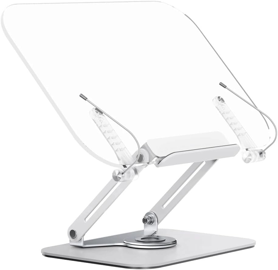 Desktop Bookshelf with Degree Rotating Bottom Page and Transparent Acrylic Panel, Suitable for Textbooks