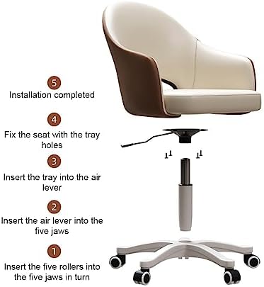 Ergonomic Computer Desk Chair, Executive Leather Swivel Chair with Latex Cushion, Height Adjustable, Stylish Vanity Chair, Ideal for Home Office & Reading - Blue+ge