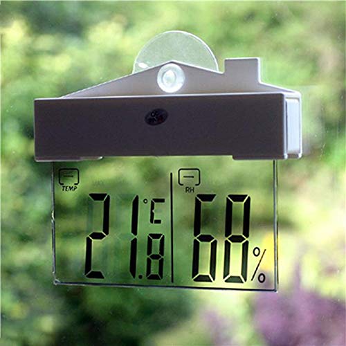 LCD Digital Window Indoor/Outdoor Thermometer/Hydrometer with Suction Cup and Adhesive Tape for Easy Mounting