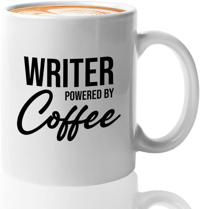 Writer Coffee Mug 11oz White - Writer by coffee - Paper Butterfly Lid For Novelist Poet Columnist Encouragement journalist author book lover bookworm