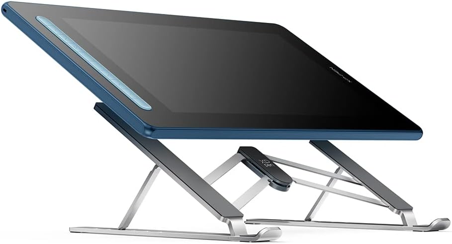 XPPen Drawing Tablet Stand for Desk,Silver Portable Holder for Graphics Tablet&Pen Display, Aluminum Computer Riser Compatible with 10 to 15.6 Inch Laptops and Drawing Tablets,Portable and Adjustable