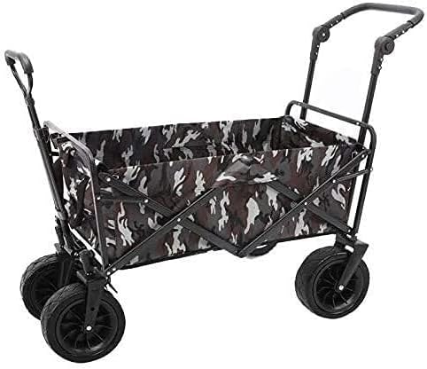 Outdoor Folding Utility Wagon with Removable Canopy, Heavy Duty Garden Trolley, Adjustable Handle, 85kg Load Capacity for Camping, Shopping & Festivals
