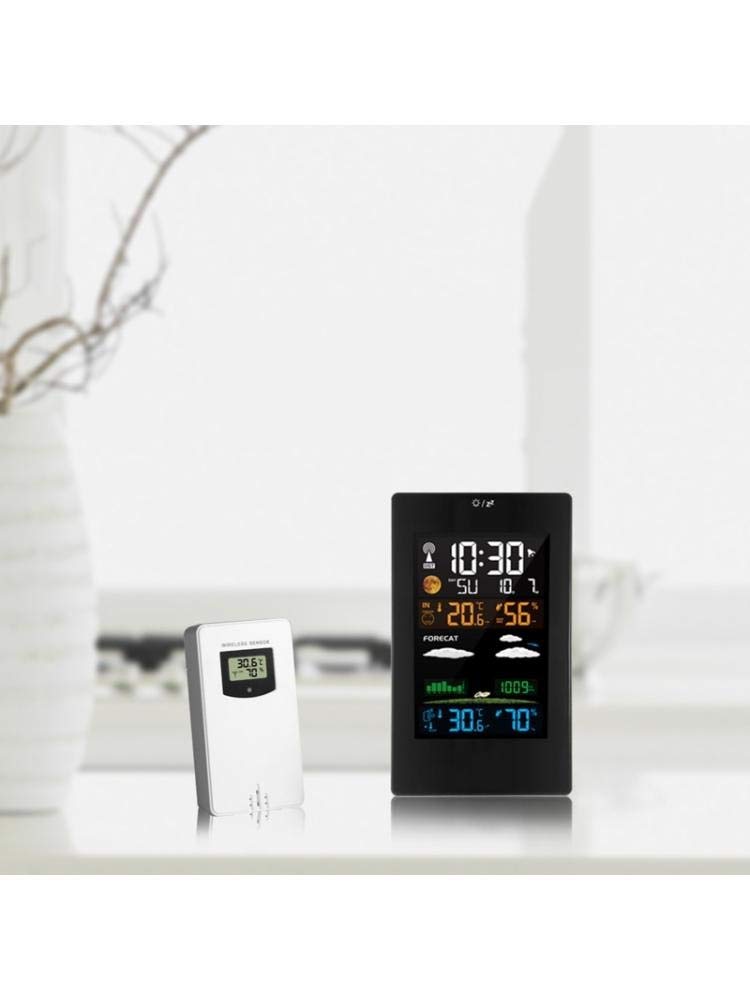 Weather Station 3 Channel Color Screen Clock Indoor and Outdoor Temperature and Humidity Thermometer
