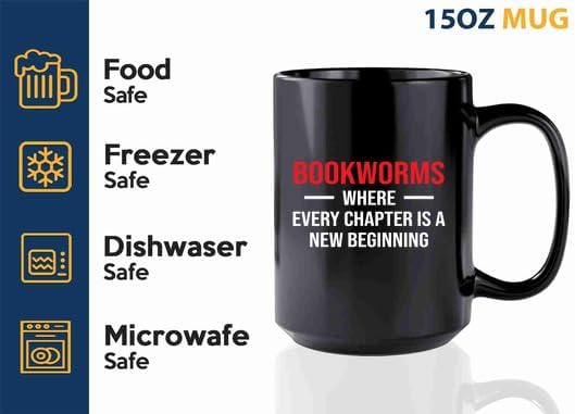 Book Lover Coffee Mug 15oz Black -new beginning - Book Lovers Gifts Book Reader Gifts Book Club Gifts Book Reading Cup Reading Gifts