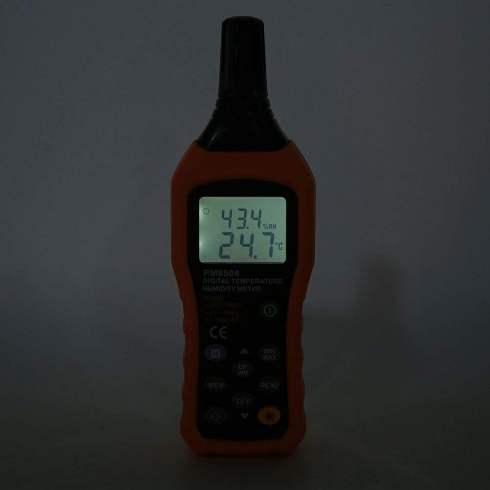 Digital Humidity and Temperature Meter MS6508 Handheld Portable Thermometer Humidity Gauge Meter Monitor with Dew Point and Wet Bulb Backlight LCD Display for Daily Life Industry Agriculture
