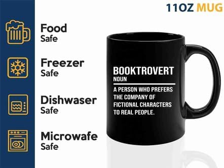 Book Lover Coffee Mug 11oz Black -booktrovert - Book Lovers Gifts Book Reader Gifts Book Club Gifts Book Reading Cup Reading Gifts