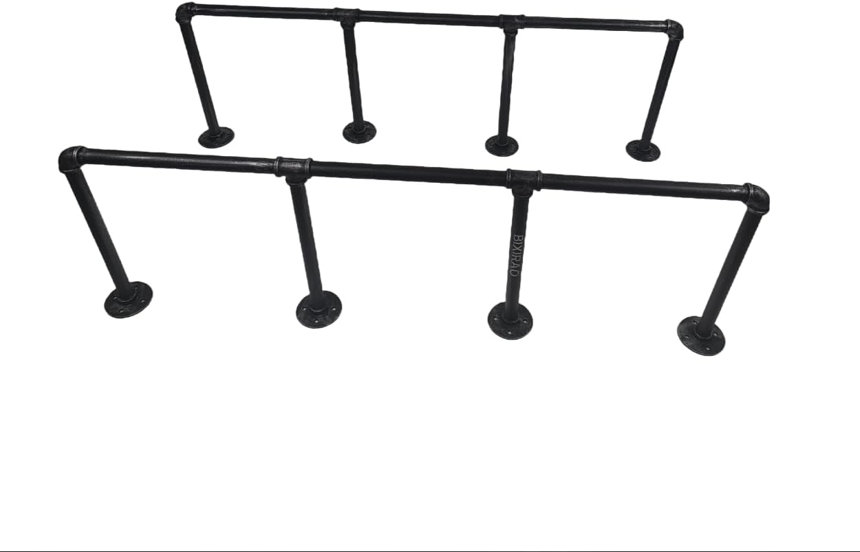 Industrial Wall Mounted Iron Floating Pipe Shelves/Shelving/Racks/Storage/Bookcases/Brackets, DIY Open Bookshelves/Shelving for Kitchen/Office, Retro Black,(4-Tier Shelf Brackets,Not Include Planks)
