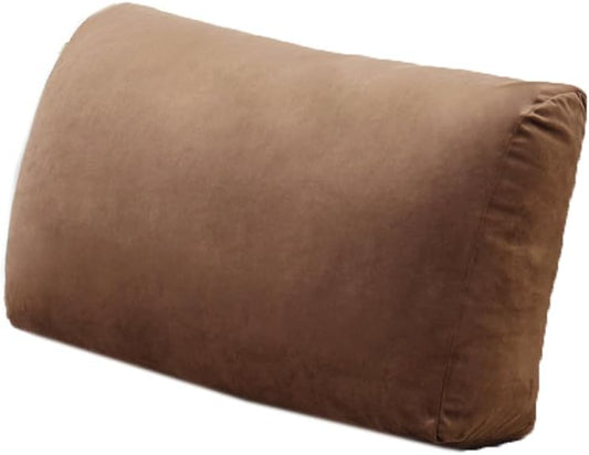 Velvet Headboard Reading Pillow Wedge Bed Backrest Pillow Soft Sofa Back Lumbar Waist Cushion Neck Support Pillows (65×30×17CM/25.59"×11.8"×6.69", Coffee)