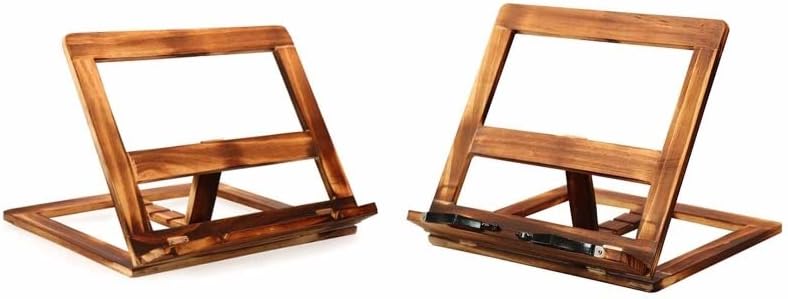 Foldable Recipe Book Stand,Wooden Frame Reading Bookshelf,Tablet Pc Support(E)