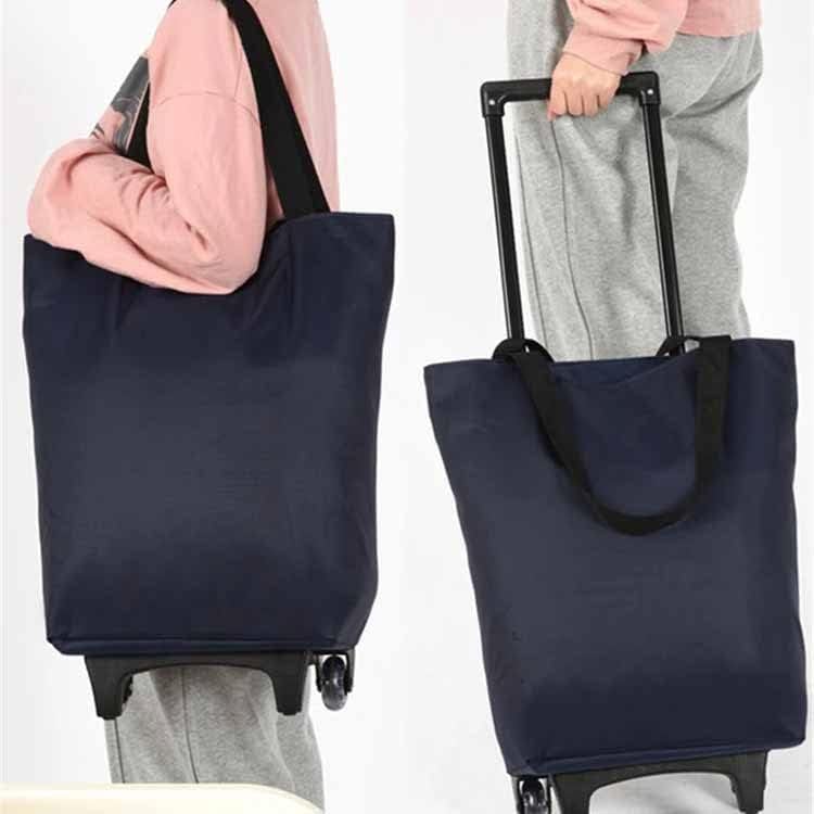 JSEIAJB Shopping Bag with Wheels Handbag Straps Folding Utility Trolley Grocery Cart Handle for Women Travel Trip Vacations Camping(E)