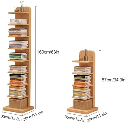 5/9-Tier Vertical Book Tower, Tall Narrow Floating Bookshelf, Modern Home Office Storage & Display Organizer, Space-Saving Design for Books & Decor