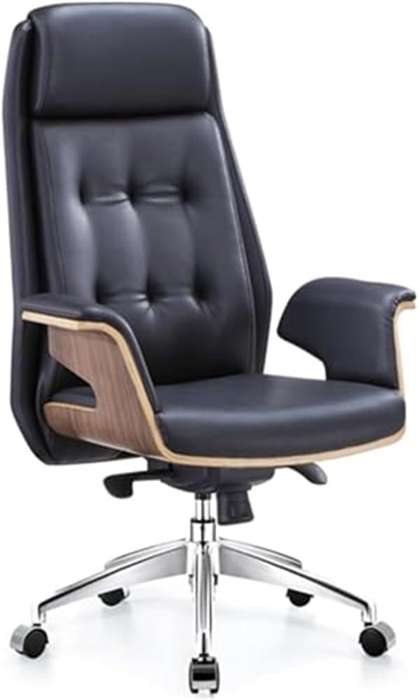 High Back Ergonomic Leather Office Chair with Lumbar Support Adjustable Height Computer Chairs for Long Hours Bedroom Vanity Workstation Reading(Black)