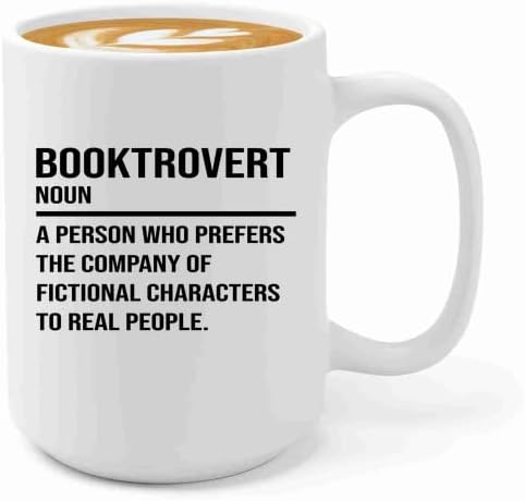 Book Lover Coffee Mug 15oz White -booktrovert - Book Lovers Gifts Book Reader Gifts Book Club Gifts Book Reading Cup Reading Gifts