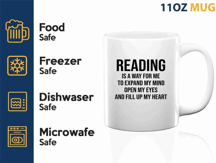 Book Lover Coffee Mug 11oz White -expand my mind - Book Lovers Gifts Book Reader Gifts Book Club Gifts Book Reading Cup Reading Gifts