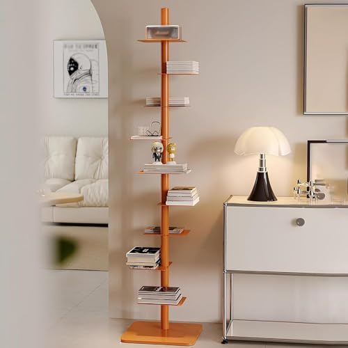 Tall 9-Tier Metal Spine Bookshelf - Narrow Vertical Ladder Bookcase for Home, Modern Invisible Design, Black - Perfect for Organizing Books & Decor