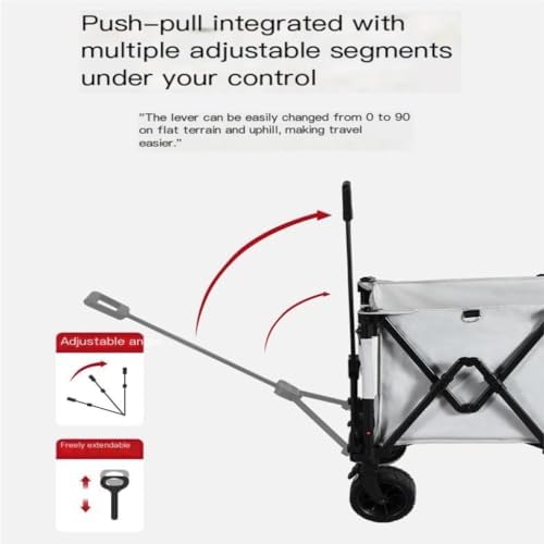Portable Camping Cart,Outdoor Foldable Beach Trolley Cart with Storage Portable Camping Picnic Cart for Gatherings and Events (White)