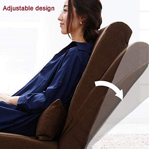 Floor Chair, Individual Folding Meditation Chair Adjustable Backrest with Removable Footstool Lazy Lounge Sofa Chair Japanese-Style for Reading Games, 3 Colour (Color : Bro
