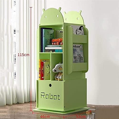 360° Rotating Floor-Standing CD/DVD Rack & Children's Bookcase - Green Storage Display Rack for Home Office, Living Room & Study, 46x52x115cm, Perfect for Magazines & Picture Books