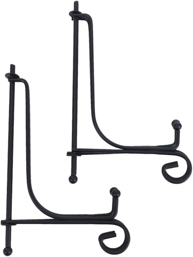 (2 Pack Iron Display Stand, Black Iron Easel Plate Display Photo Holder Stand, Displays Picture Frames, Cookbooks, Decorative Pl