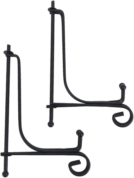 (2 Pack Iron Display Stand, Black Iron Easel Plate Display Photo Holder Stand, Displays Picture Frames, Cookbooks, Decorative Pl