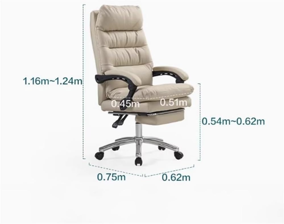 Genuine Leather Office Chair with Adjustable Height Ergonomic Design Reclining Gaming Sofa Style Chairs for Meeting Room Lunch Break Reading Napping and Work