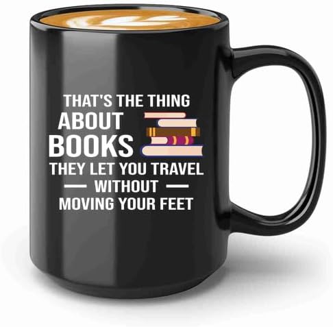 Book Lover Coffee Mug 15oz Black -let you travel - Book Lovers Gifts Book Reader Gifts Book Club Gifts Book Reading Cup Reading Gifts
