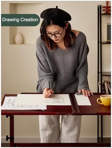 Drawing Tilting Tablet,Drafting Table,Large Wood Drafting Table, Artist Drawing Table with Height Adjustable, Tilting Enlarge Tabletop, Studio Craft Desk & Art Craft Desk for Writing