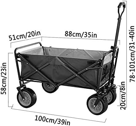 Outdoor Foldiutility Wagon Foldable Garden Utility Vehicle,Portable Touoff-Road Trailer,Family Shoppicart with Wheels, Sturdy and, Bea100Kg/220Lbs/Style 2/a