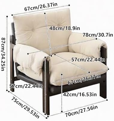 Modern Comfy Accent Chair, Adjustable Corduroy Lounge Chair for Living Room, Bedroom, Office & Balcony, 3-Position Backrest (27.56" x 29.53" x 34.25")