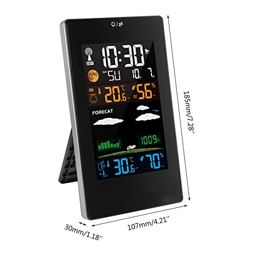 Weather Station 3 Channel Color Screen Clock Indoor and Outdoor Temperature and Humidity Thermometer