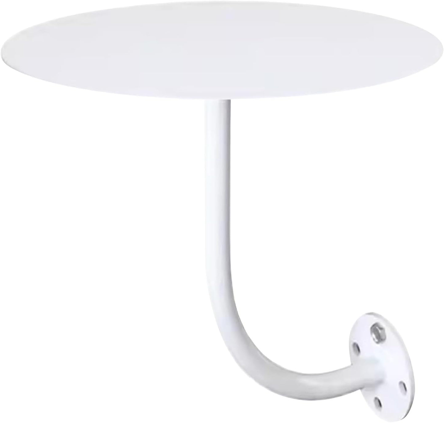 Round Pub Bar Table,Wall-Mounted Round Bar Table, White Metal Iron Top and L-Shape Bracket Side Table, Small Spaces Leisure Table for Cocktail Pub Dining Bistro/Easy to Assemble Decor Table