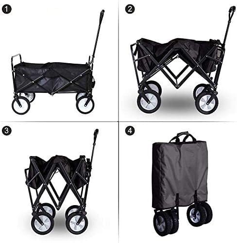 Portable Camping Cart,Outdoor Folding Wagon with Brakes Portable Beach Cart for Camping Gardening and Festivals Foldable Hand Pull Cart with 4 Wheels (Red)
