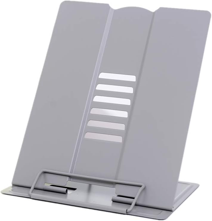 Citmage Desk Book Stand Document Holder Heavy Duty Metal Reading Stand with Book Magazine Menu iPad Music Score Speech Draft with 6 Adjustable Positions(Grey)
