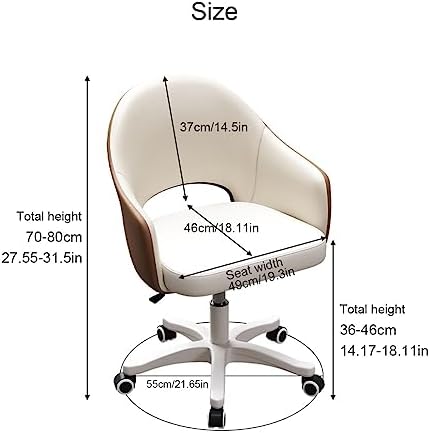Ergonomic Computer Desk Chair, Executive Leather Swivel Chair with Latex Cushion, Height Adjustable, Stylish Vanity Chair, Ideal for Home Office & Reading - Blue+ge