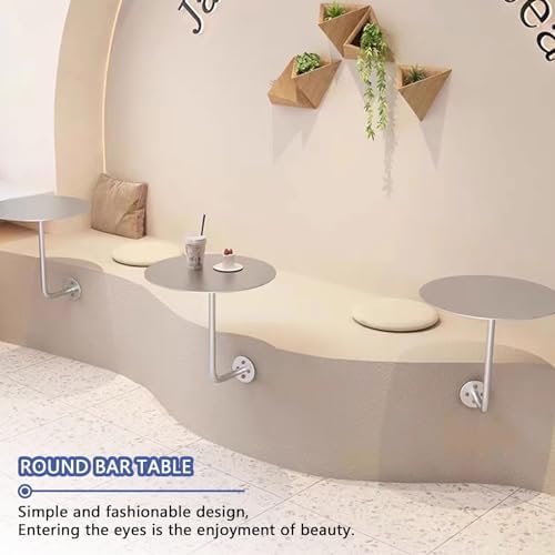 Mid-Century Modern Stainless Steel Round Cocktail Table - 50x50cm Accent Table with L-Shape Base for Bars, Cafes, Bistros - Stylish Snack & Leisure Table