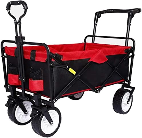 Outdoor Folding Utility Wagon Outdoor Folding Wagon Cart with Brakes Utility Camping Trolley Sturdy Portable Rolling Buggies for All Terrain Load-Bearing 100kg / 220lbs