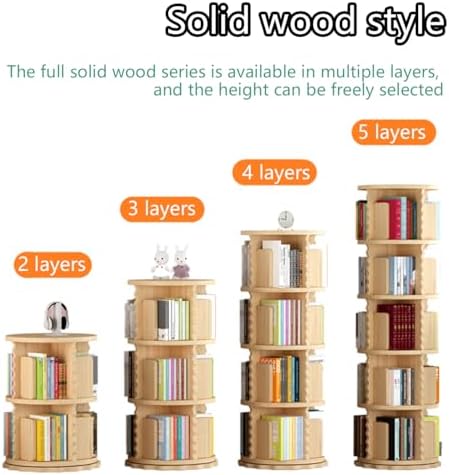 360° Rotating Kids Bookshelf Tower - Space-Saving Round Bookcase for Bedroom, Living Room & Study - Ideal Storage Solution for Small Spaces, A5 Size