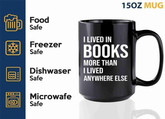 Book Lover Coffee Mug 15oz Black -books more - Book Lovers Gifts Book Reader Gifts Book Club Gifts Book Reading Cup Reading Gifts