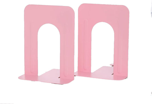 Honagu Bookends, Metal Book Ends, Bookends for Shelves, Book Holder Stopper for Heavy Books/CDs/DVDs (1 Pair/2 Pieces, Pink)