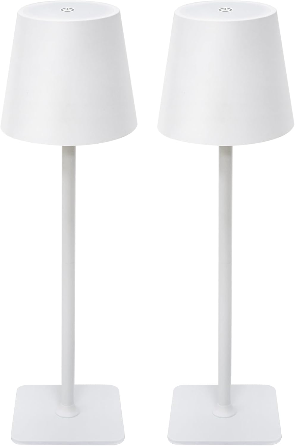 2-Pack Rechargeable Cordless Table Lamps, Battery-Operated Wireless Minimalist Table Lamp, 3 Colors Stepless Dimming LED Adjustable Height Table Lamp for Dining/Bedside/Camping (2, Double-rod white)