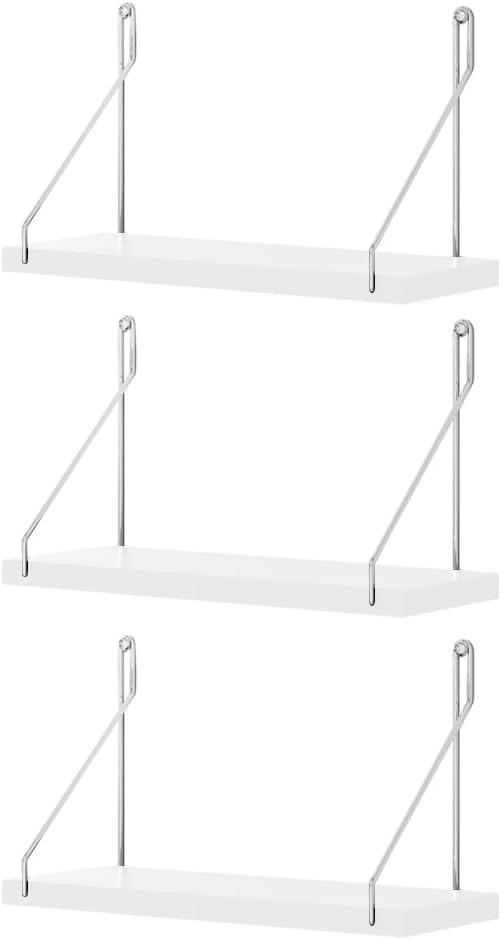 Dixiao 3Pack Wall Mounted Floating Shelves, White Shelves for Bedroom Modern Home Decor Wall Shelf (White, 30 * 15 * 1.5cm)