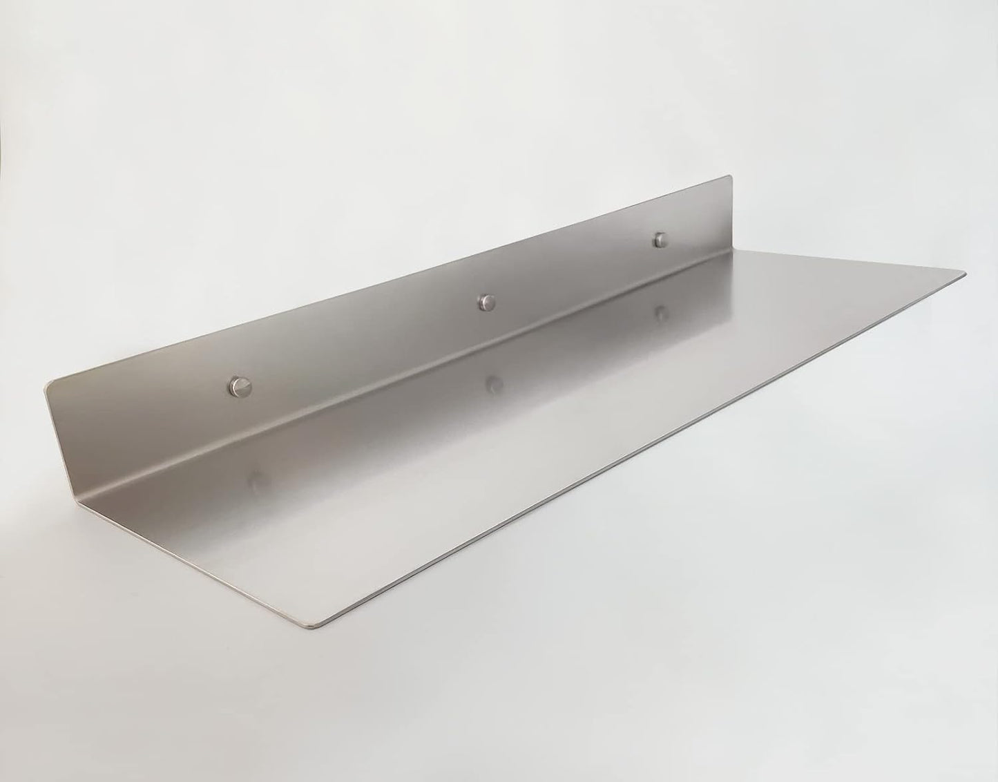 Brushed Nickel Stainless Steel Floating Shelves Wall Mounted Metal Shelf (24 inch x 8 inch) Heavy Duty Picture/Photo/Plant Display Ledge, Linear Floating Shelf Modern Farmhouse Shelf