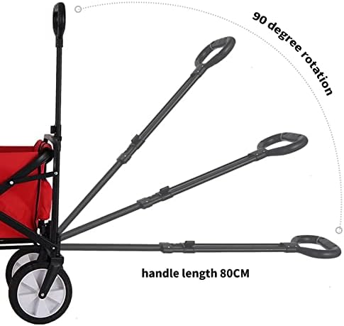 Portable Utility Wagon Home Garden Wagon Cart with Storage Basket Folding Cart Camping Cart Outdoor Wagon 4 Wheels Beach Trolley (Color : Black)