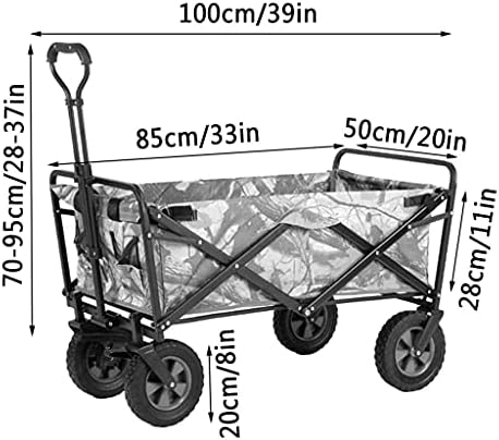 Folding Trolley Cart Outdoor Folding Utility Wagon 4 Wheeled Folding Camping Cart Utility Garden Trolley Portable Outdoor Handcart with Brake for Beach Picnic Load-Bearing 100KG / 220lbs (Style 3)