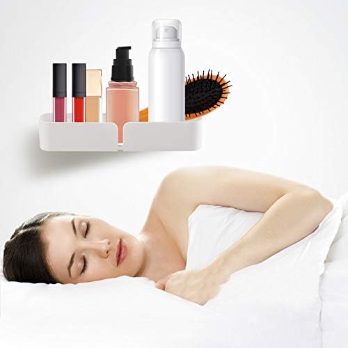Bedside Shelf Caddy Basket Pocket Organizer to Storage Remotes,Tablet Cellphone Charging,Clock- Stick On Adhesive Tapes & Nails Install Offered for Bedroom,Dorm,Office (1 Pcs)