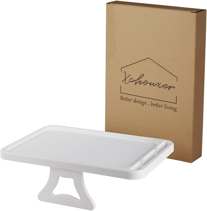 Xchouxer Sofa Armrest Clip Table, TV Snack Tray, Handy Remote Controls/Drinks/Phone Holder (White)