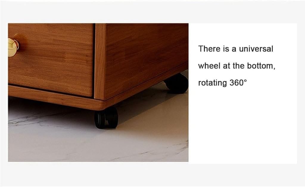 Walnut Rotating Bookshelf with Wheels, 360° Rotary Bookcase, Stackable Picture Book Rack with Drawers, Space-Saving Storage for Living Room and Bedroom