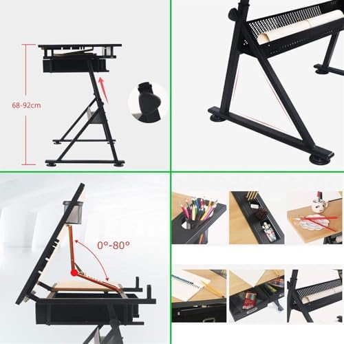Drawing Tilting Tablet,Drafting Table,Drawing Desk Drafting Table with Storage, Height Adjustable Tiltable Art Desk, Maple Panel Drawing Desk, for Work Study Painting Craft Table