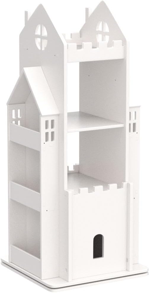 Revolving Bookcase,360° Children Bookshelf,Multi-Functional Floor Standing Book Storage Rack Organizer for Kids Room Bedroom-White 45x45x108cm(18x18x43inch) 68ps5-001